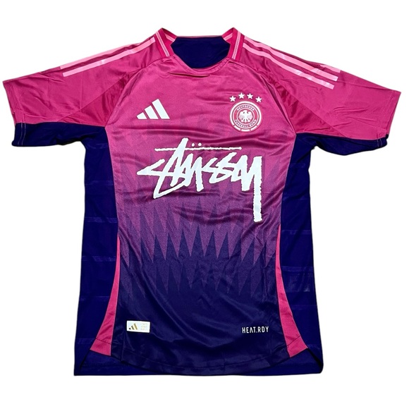 Stussy Adidas Germany Soccer Team 2024 Away Futbol Jersey Shirt Pink Men's Large - Picture 1 of 16